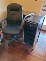 Desk chair and rolling cart w/ shelves