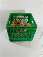 Green milk crate with noise makers + LOTS of
