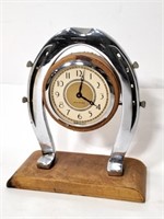 New Haven Horseshoe and Leather Wind-Up Clock