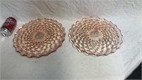 Pink depression glass  footed cake plates