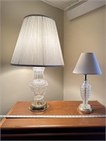 (2) vintage cut glass table lamps