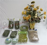 Silk Flower Arrangement, Spanish Moss, Foam & More