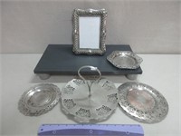 NICE LOT OF SILVERPLATE + STAND