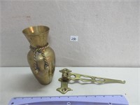 NEAT BRASS VASE AND HINGED HANGER