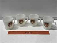 4 x ESSO TIGER Milk Glass Mugs