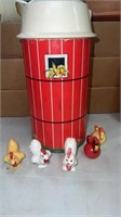 Fisher price silo and toy chickens