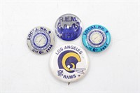 (4) Vintage Pins LA Rams R.E.M Local No. 9