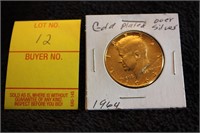 1964 Kennedy gold plated over silver half dollar