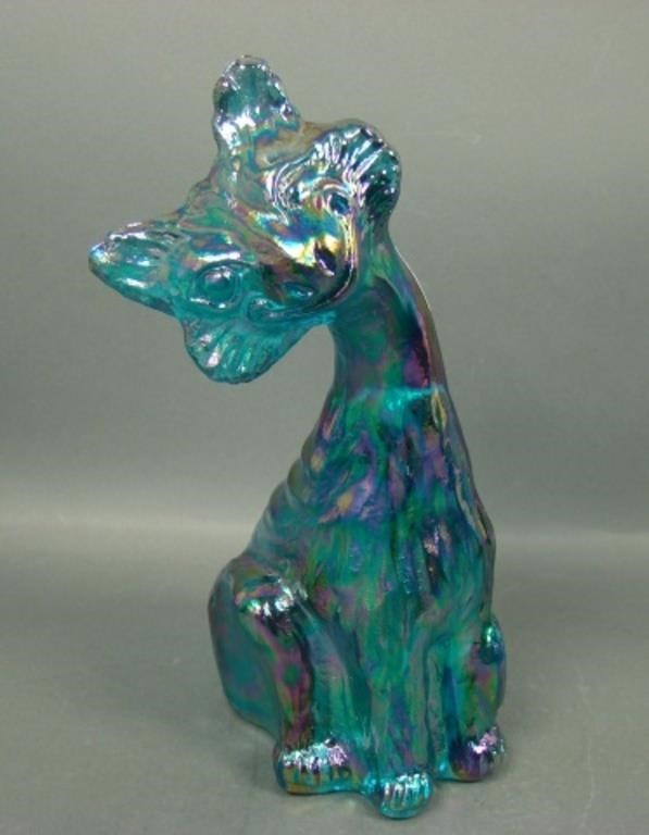 Fenton Iridised Sapphire/Teal Alley Cat