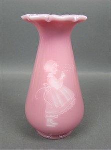 Fenton Rose Quartz Mary Gregory vase