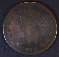 1812 LARGE CENT  VG/FINE