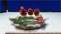 Ceramic Cardinal Mistletoe Dish