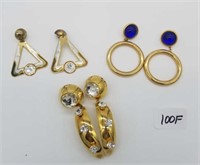 The Pair Gold Tone Pierced Earrings