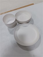 Lehaha Bamboo White Plates & Bowls. 4 10 inch