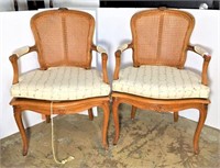Pair of Cane Back & Seat Arm Chairs