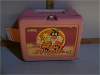 Plastic Tweety Sylvester Lunch Box w/ Thermos