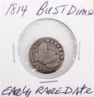 Coin 1814 U.S. Bust Dime Rare Type Coin!