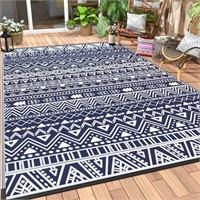 X1030  DEORAB Outdoor Rug 5x8 Blue White