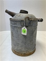 GALVANIZED OIL CAN WITH WOOD HANDLE