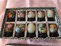 Stone Eggs. Box of 10 Jadeite painted eggs.