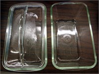 2 Clear Ovenware Dishes W/ 1 Lid