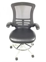 Modern Black Vinyl Rolling Office Arm Chair