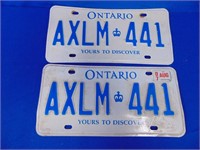 License Plates Matched Pair Ontario