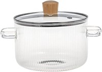 Glass Cooking Pot with Lid, 1.6L/54Oz Heat