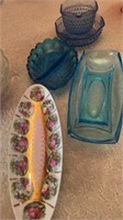 Tray and blue dishes