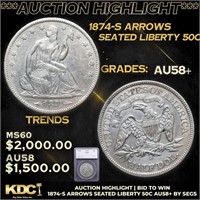 ***Auction Highlight*** 1874-s Arrows Seated Half