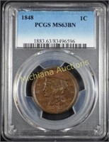1848 Braided Hair Large Cent MS63 BN PCGS