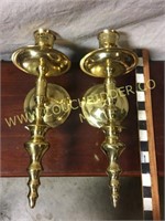 Beautiful heavy brass wall hung candle sconces