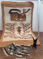 4 small Southwest rugs & piece of pottery