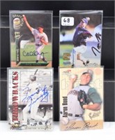(4) AUTHENTIC AUTOGRAPHED BASEBALL CARDS