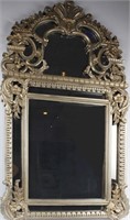 LARGE ANTIQUE FINISH ORNATE SILVER PAINTED MIRROR
