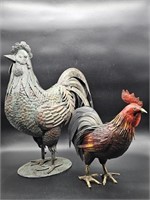 (2) Metal Rooster Decor