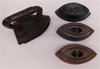 4 antique sad irons: Dover No. 92 - #7 -
