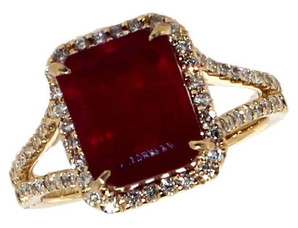 14k Gold 4.83 ct Oval Ruby & Diamond Ring