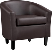 Yaheetech Leather Club Chair  Modern Barrel Chair