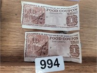 2 PAPER FOOD STAMP COUPONS