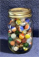 VTG jar full of Marbles lot