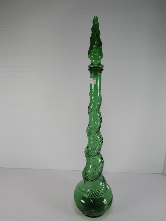 GREEN GLASS GENIE BOTTLE - 22" TALL