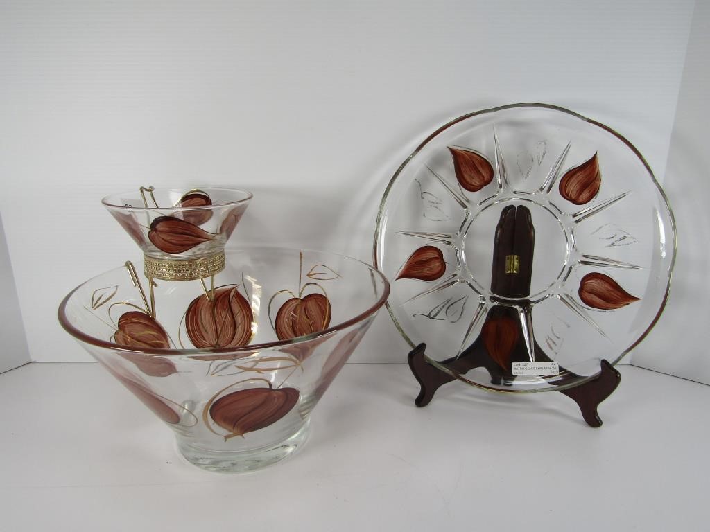 RETRO GLASS CHIP & DIP W/ SERVING PLATTER