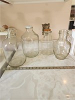 4 large vintage glass jars