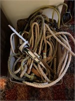 Box of lariat rope and halters