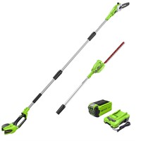 *Greenworks 40V 8" Polesaw + Pole Hedge, 2.0Ah