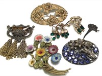 Group of Vintage Brooches, Pins & Earrings
