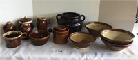 12 pcs. Vintage Brown Glaze Pottery