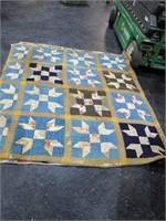 BROWN & BLUE LARGE SQUARES QUILT