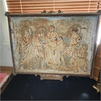 Antique Cast Iron Stations of the Cross Plaque